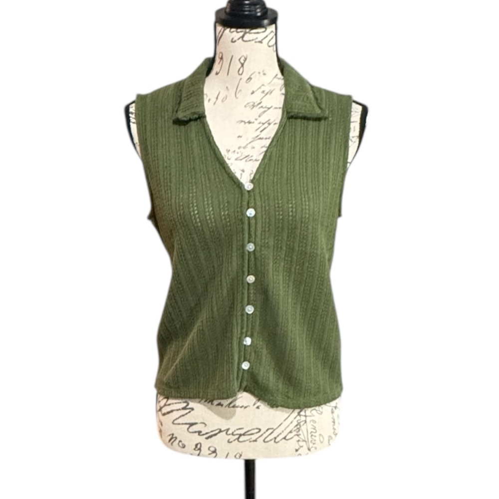 Madewell Olive Green Knit V-Neck Sweater Vest Top